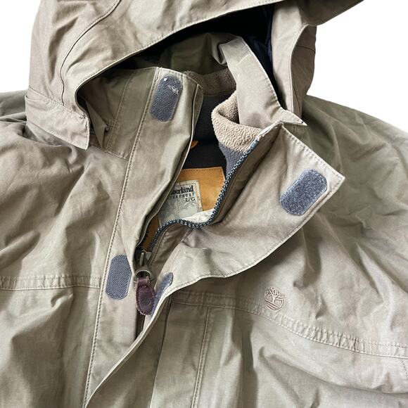 Timberland Men’s Insulated Jacket Tan Hooded Work Jacket Size Large - Picture 2 of 12